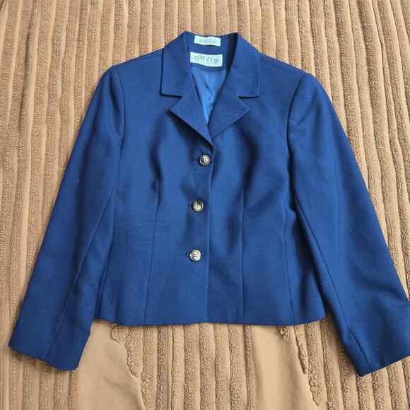 Orvis Womens USA Tailored Classic Old Money Minimalist Navy Wool Blend Blazer 4P - Picture 6 of 11